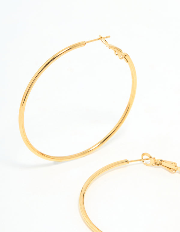 Gold Plated Surgical Steel Hoop Earrings 50 MM
