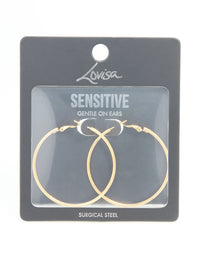 Gold Plated Surgical Steel Hoop Earrings 50 MM - link has visual effect only