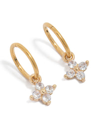 Gold Plated Surgical Steel Cubic Zirconia Flower Sleeper Earrings - link has visual effect only