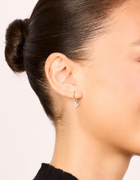 Gold Plated Surgical Steel Cubic Zirconia Flower Sleeper Earrings - link has visual effect only
