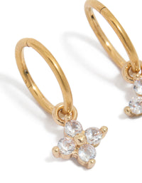 Gold Plated Surgical Steel Cubic Zirconia Flower Sleeper Earrings - link has visual effect only