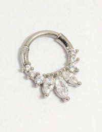 Surgical Steel Cubic Zirconia Marquise Spike Clicker Ring - link has visual effect only