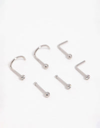 Titanium Cubic Zirconia Classic Nose Studs 6-Pack - link has visual effect only