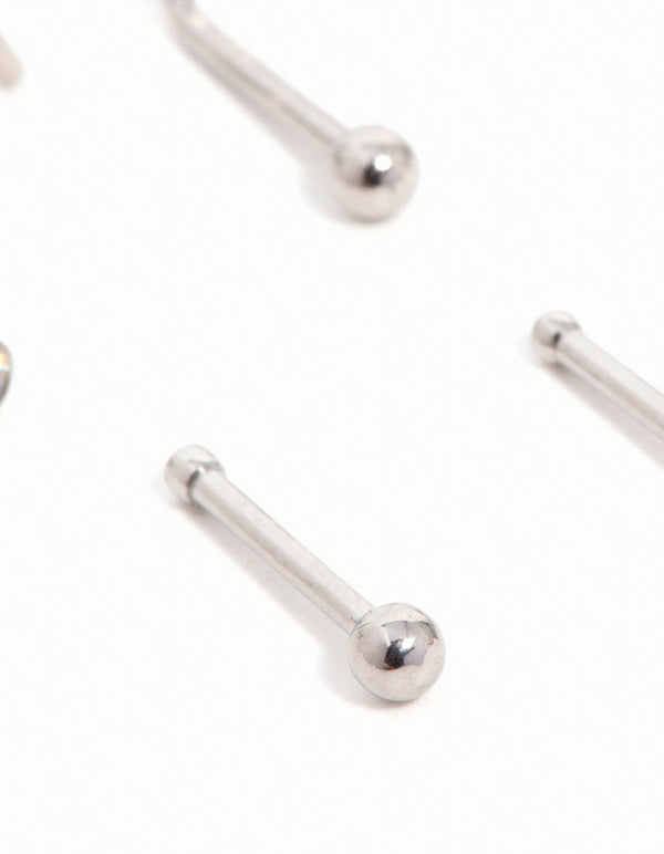 Titanium Cubic Zirconia Classic Nose Studs 6-Pack