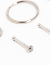 Titanium Cubic Zirconia Classic Nose Studs &  Rings 6-Pack - link has visual effect only