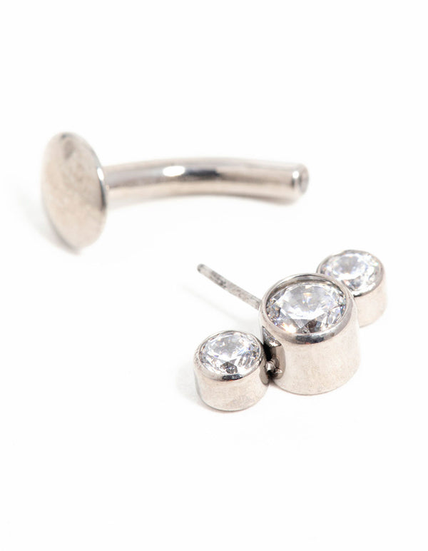 Titanium Cubic Zirconia Reversible Belly Bar