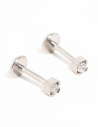 Titanium Cubic Zirconia Half Carat Flat Back Studs 2-Pack - link has visual effect only