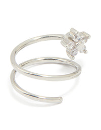 Surgical Steel Cubic Zirconia Flower Twist Nose Ring - link has visual effect only