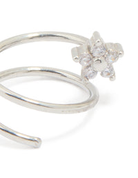 Surgical Steel Cubic Zirconia Flower Twist Nose Ring - link has visual effect only