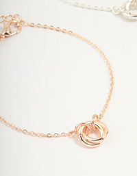 Mixed Metals Diamante Linked Circle Bracelets 3-Pack - link has visual effect only