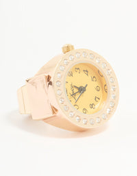 Gold Diamante Watch Ring - link has visual effect only