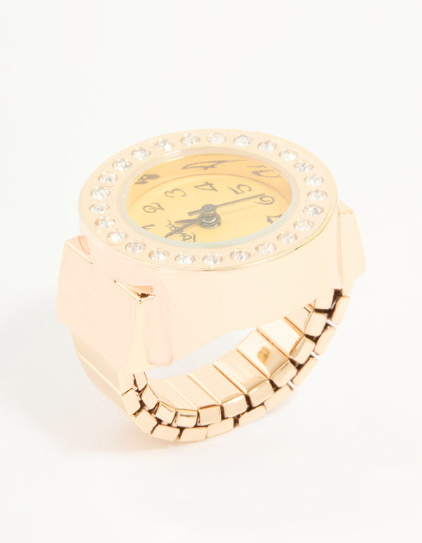 Gold Diamante Watch Ring