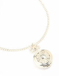 Silver Vintage Pocket Watch Necklace - link has visual effect only