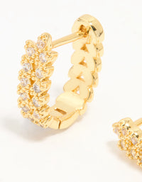 Gold Plated Cubic Zirconia Mini Vine Huggie Earrings - link has visual effect only