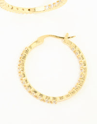 Gold Plated Cubic Zirconia Skinny Large Hoop Earrings - link has visual effect only