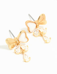 Gold Plated Cubic Zirconia Bow Teardrop Drop Earrings - link has visual effect only