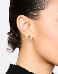 Gold Plated Cubic Zirconia Heart Drop Earrings - link has visual effect only