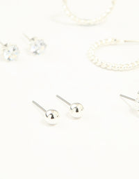 Silver Diamante Mixed Stud & Hoop Earrings 7-Pack - link has visual effect only