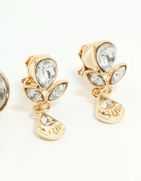 Gold Diamante Mixed Shape Clip-On Earrings 4-Pack - link has visual effect only