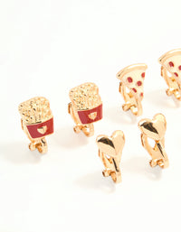 Gold Movie Snacks Clip-On Earrings 5-Pack - link has visual effect only