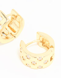 Gold Plated Cubic Zirconia Checkered Mini Hoop Earrings - link has visual effect only