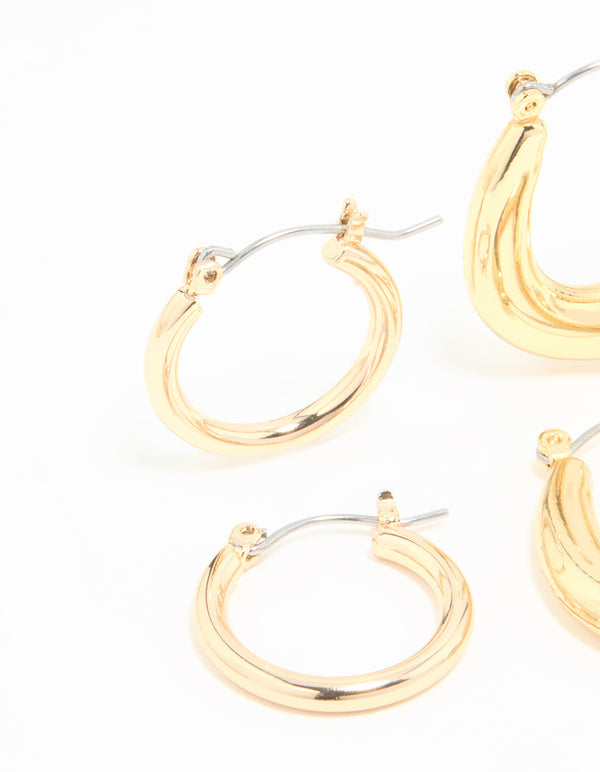 Gold Plated Oval Hoops 3-Pack