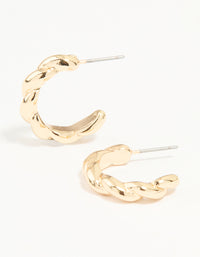 Gold Twisted Hoop Earrings - link has visual effect only