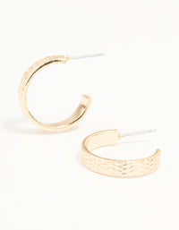 Gold Textured Plaited Hoop Earrings - link has visual effect only