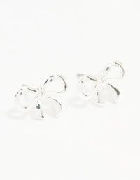 Silver Ribbon Bow Stud Earrings - link has visual effect only
