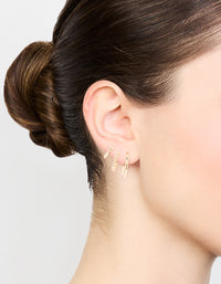 Gold Sleek & Bubble Hoop Earrings 3-Pack - link has visual effect only
