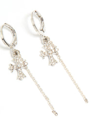 Silver Cross & Heart Stud & Huggie Earring Pack - link has visual effect only