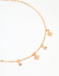 Gold Evil Eye & Coin Chain Anklets 3-Pack - link has visual effect only