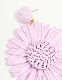 Purple Raffia Flower Drop Earrings - link has visual effect only
