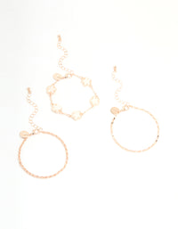 Rose Gold Flower & Chain Bracelets 3-Pack - link has visual effect only