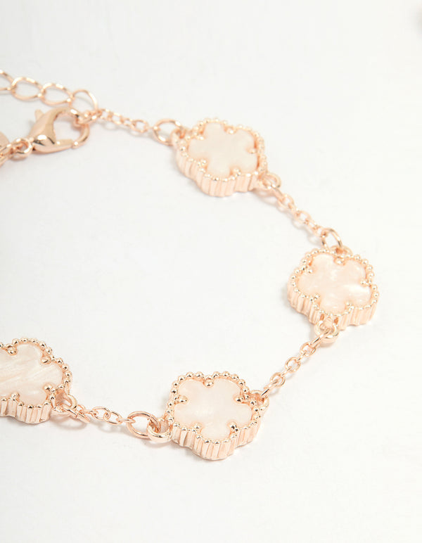 Rose Gold Flower & Chain Bracelets 3-Pack