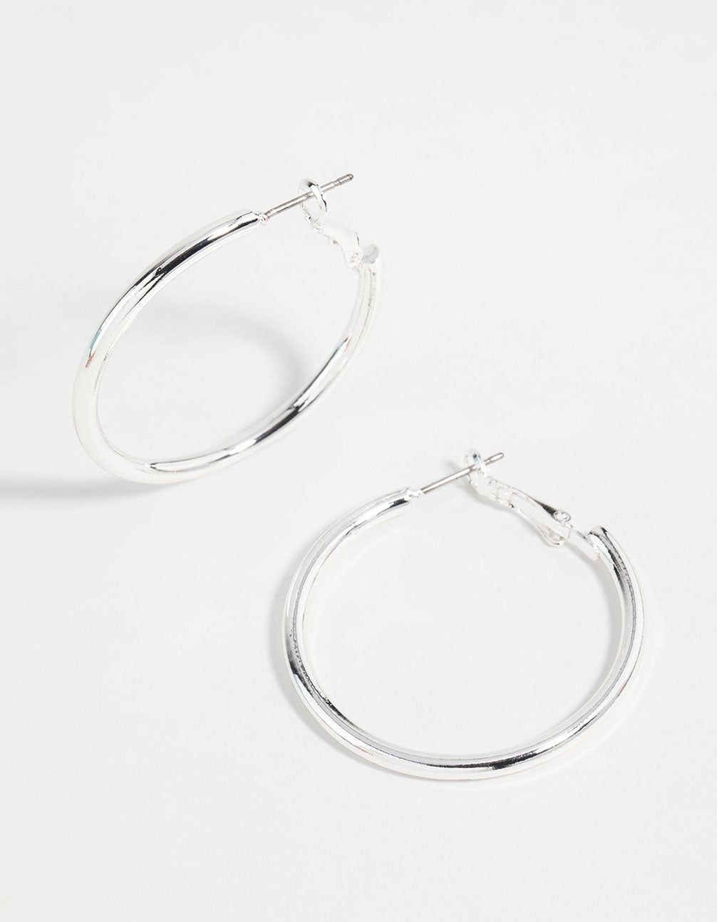 Silver Narrow Hinged Hoop Earrings