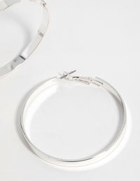 Silver Textured Hoop Earrings - link has visual effect only