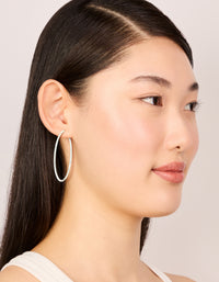 Silver Plain Thin Hoop Earrings - link has visual effect only