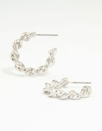 Silver Medium Twisted Hoop Earrings - link has visual effect only