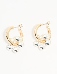 Mixed Metal Flower Rondell Hoop Earrings - link has visual effect only