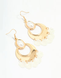 Gold Pearl Oval Petal Drop Earrings - link has visual effect only
