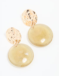 Gold Green Acrylic Hammered Circle Drop Earrings - link has visual effect only