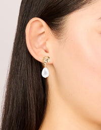 Gold Pearl Flower & Diamante Stud Earrings 2-Pack - link has visual effect only