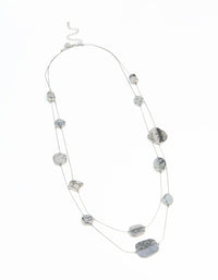 Gunmetal Blue Circle Layered Necklace - link has visual effect only