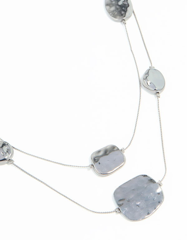 Gunmetal Blue Circle Layered Necklace