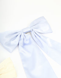 Cream & Blue Fabric Classic Bow Hair Clips 2-Pack - link has visual effect only