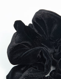 Black Velvet Fabric Large Ruffled Scrunchie - link has visual effect only