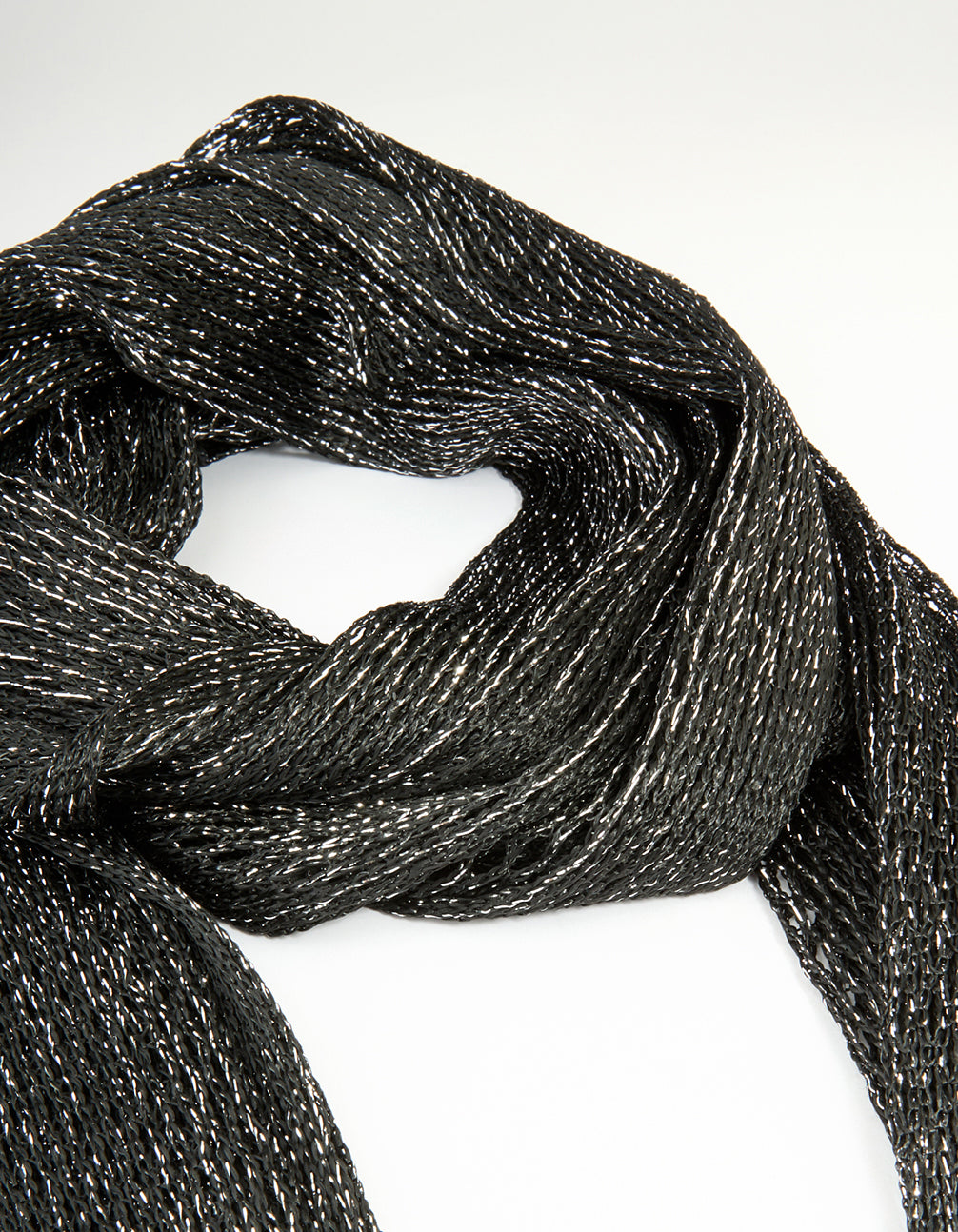 Black Glitter Fabric Draped Scarf