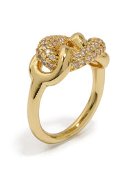 Gold Plated Cubic Zirconia Knot Ring - link has visual effect only