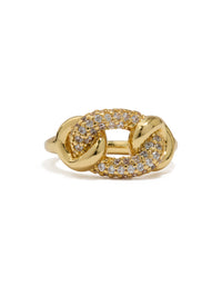 Gold Plated Cubic Zirconia Knot Ring - link has visual effect only